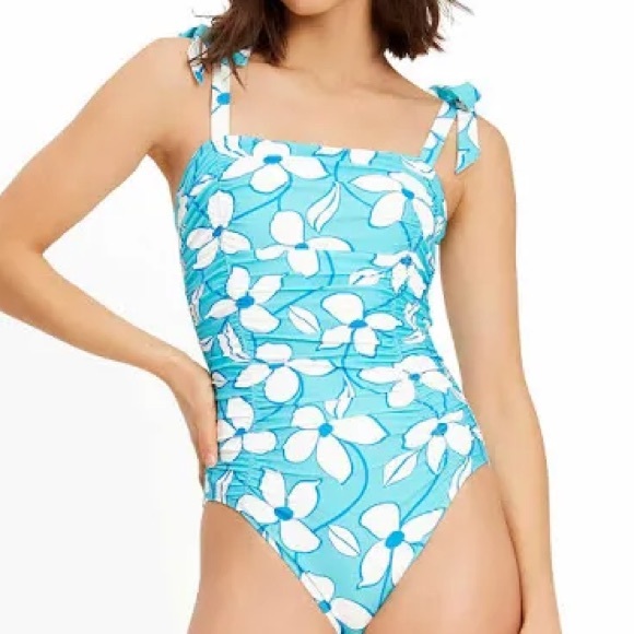kate spade Other - KATE SPADE Women’s Blue “Floral Vines” Bow Shoulder One Piece Swimsuit - Small